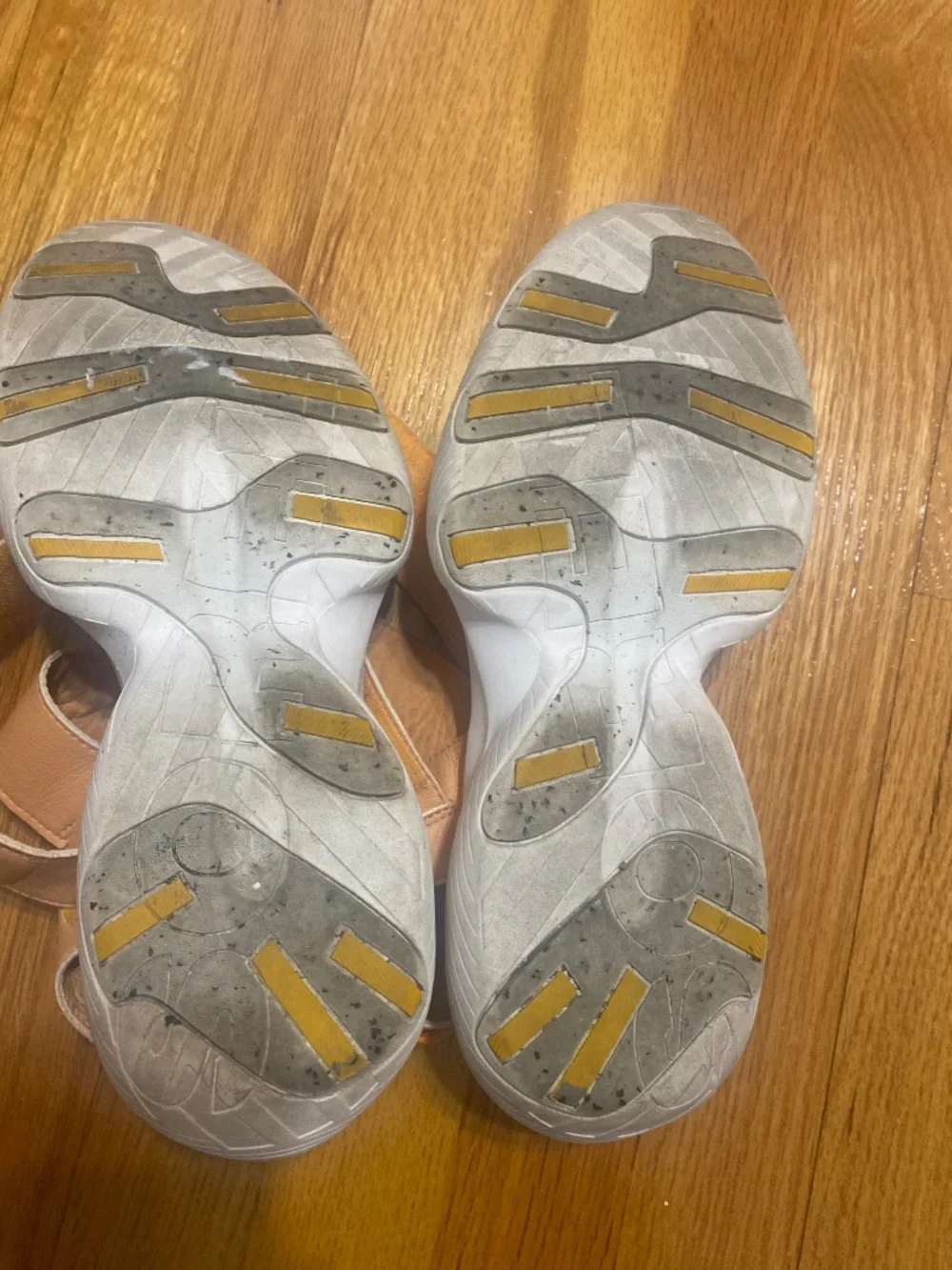 Sorel Explorer Blitz Platform Sandals Womens 9.5 Open Toe Orange Beige Leather